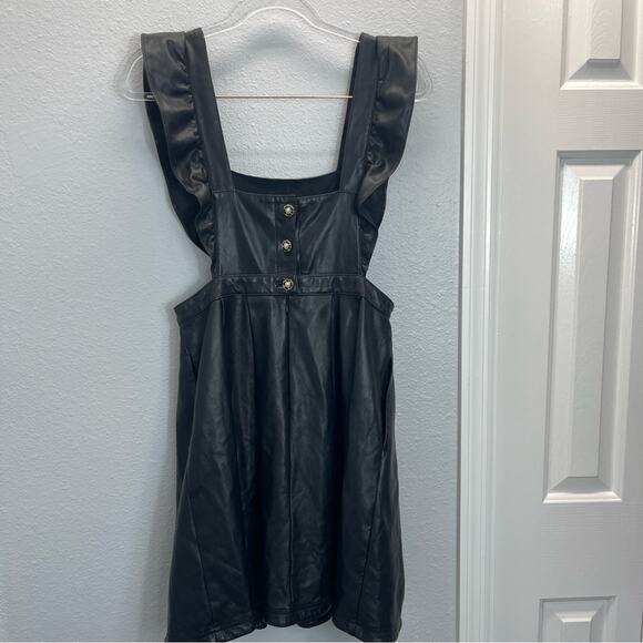Maeve Anthropologie Faux Vegan Leather Pinafore Dress - Picture 11 of 12